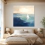 Maritimes Wandbild oder Leinwandbild mit Segelboot in ruhiger Küstenfarbe