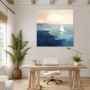 Maritimes Wandbild oder Leinwandbild mit Segelboot in ruhiger Küstenfarbe