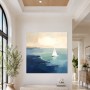 Maritimes Wandbild oder Leinwandbild mit Segelboot in ruhiger Küstenfarbe