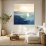Maritimes Wandbild oder Leinwandbild mit Segelboot in ruhiger Küstenfarbe