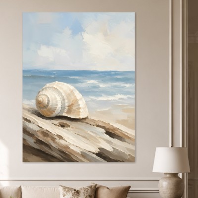 Maritime Muschel als Leinwand oder Poster mit ruhiger Küstenstimmung