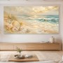 Strandruhe als Leinwand oder Poster in sanften Goldtönen