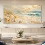 Strandruhe als Leinwand oder Poster in sanften Goldtönen