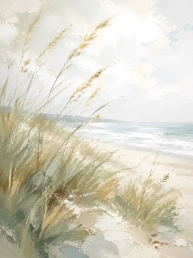 Strandgräser am Meer als Leinwand oder Poster in heller Pastelloptik Strandgräser am Meer als Leinwand oder Poster in heller Pastelloptik
