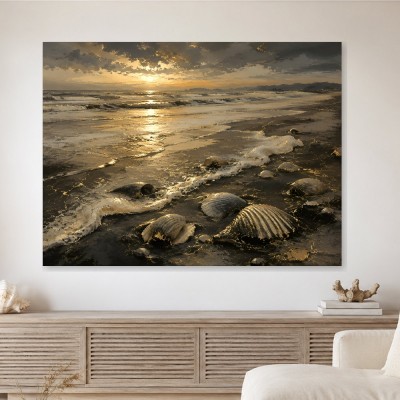 Goldene Küste bei Sonnenuntergang, Leinwand oder Poster