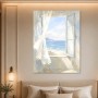 Helles Fenster zum Meer, Leinwand oder Poster mit ruhiger Küstenstimmung