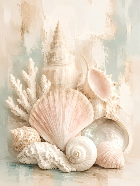 Maritime Muschelstudie als Leinwand oder Poster Maritime Muschelstudie als Leinwand oder Poster