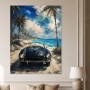 Vintage Roadster am Strand, Leinwand oder Poster mit Küstenflair