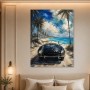 Vintage Roadster am Strand, Leinwand oder Poster mit Küstenflair