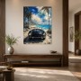 Vintage Roadster am Strand, Leinwand oder Poster mit Küstenflair
