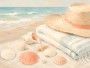 Strandstillleben mit Muscheln, Wandbild oder Leinwand für maritime Räume