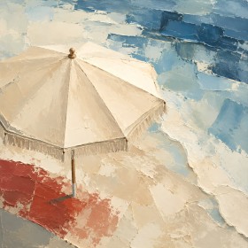 Strandmotiv mit Sonnenschirm als Leinwand oder Poster Strandmotiv mit Sonnenschirm als Leinwand oder Poster
