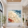 Strandmotiv mit Sonnenschirm als Leinwand oder Poster