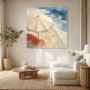 Strandmotiv mit Sonnenschirm als Leinwand oder Poster