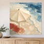 Strandmotiv mit Sonnenschirm als Leinwand oder Poster