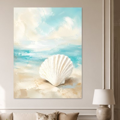 Muschel am Strand, Leinwand oder Poster in zarten Pastelltönen