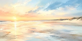 Sanfter Sonnenaufgang am Strand, Leinwand oder Poster für helle Räume Sanfter Sonnenaufgang am Strand, Leinwand oder Poster für helle Räume