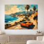 Küstenstraße mit Sportwagen, Leinwand oder Gallery Print