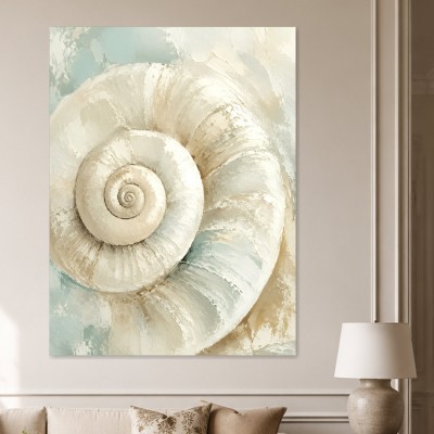 Muschelspirale in Weiß und Aqua als Leinwand oder Acrylbild