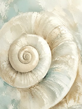 Muschelspirale in Weiß und Aqua als Leinwand oder Acrylbild Muschelspirale in Weiß und Aqua als Leinwand oder Acrylbild