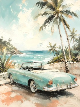 Tropischer Klassiker am Meer, Kunstwerk oder Vintage Wandbild Tropischer Klassiker am Meer, Kunstwerk oder Vintage Wandbild