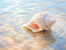 Muschel im sanften Wasser, Poster oder Leinwand für maritime Räume Muschel im sanften Wasser, Poster oder Leinwand für maritime Räume