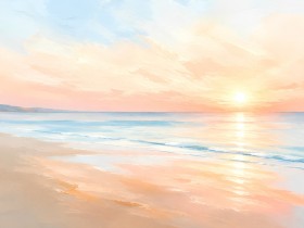 Sanfter Sonnenuntergang am Meer, Leinwand oder Poster Sanfter Sonnenuntergang am Meer, Leinwand oder Poster