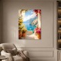 Mediterrane Küste mit Bougainvillea, Leinwand oder Acrylbild