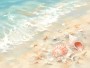 Sanfter Strand mit Muscheln als Leinwand oder Poster