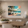Sportwagen am tropischen Strand als Leinwand oder Acrylbild