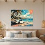 Sportwagen am tropischen Strand als Leinwand oder Acrylbild