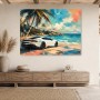 Sportwagen am tropischen Strand als Leinwand oder Acrylbild