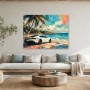 Sportwagen am tropischen Strand als Leinwand oder Acrylbild