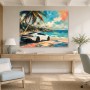 Sportwagen am tropischen Strand als Leinwand oder Acrylbild