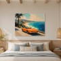 Orangefarbenes Cabrio an der Küste, Leinwand oder Poster für moderne Räume