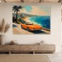 Orangefarbenes Cabrio an der Küste, Leinwand oder Poster für moderne Räume