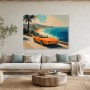 Orangefarbenes Cabrio an der Küste, Leinwand oder Poster für moderne Räume