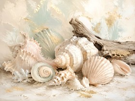 Muscheln und Treibholz als Leinwandbild oder Fine Art Print Muscheln und Treibholz als Leinwandbild oder Fine Art Print