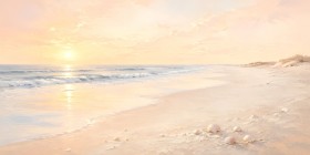 Sanfter Sonnenaufgang am Meer als Leinwand oder Poster Sanfter Sonnenaufgang am Meer als Leinwand oder Poster