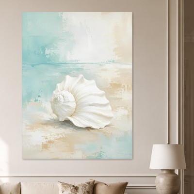 Muscheln in Pastelltönen, Wandbild oder Kunstwerk mit maritimer Ruhe