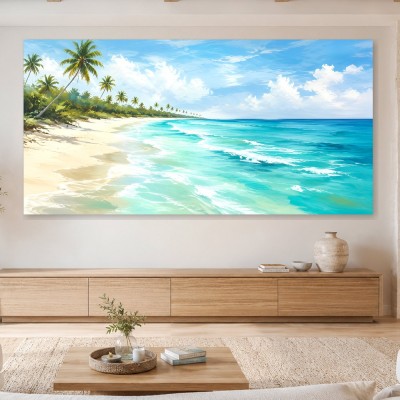 Tropischer Strand im Licht, Leinwand oder Poster