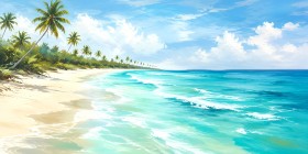 Tropischer Strand im Licht, Leinwand oder Poster Tropischer Strand im Licht, Leinwand oder Poster