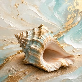 Muschelkunst in Gold und Meergrün, Wandbild oder Fine Art Print Muschelkunst in Gold und Meergrün, Wandbild oder Fine Art Print