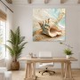 Muschelkunst in Gold und Meergrün, Wandbild oder Fine Art Print