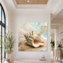 Muschelkunst in Gold und Meergrün, Wandbild oder Fine Art Print