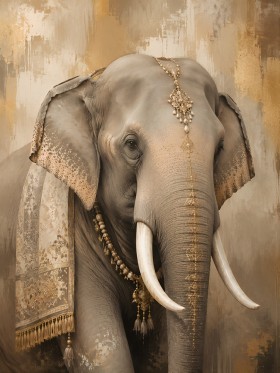Elefant mit Ornamenten als Wandbild oder Fine Art Print