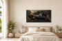 Schwarzes Pferd als Wandbild oder Fine Art Print mit goldenen Akzenten