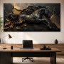 Schwarzes Pferd als Wandbild oder Fine Art Print mit goldenen Akzenten
