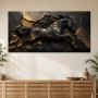 Schwarzes Pferd als Wandbild oder Fine Art Print mit goldenen Akzenten