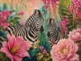 Zebras im Blütenmeer als Leinwand oder Poster